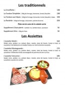 Menu La Cabine - Les plats traditionnels et assiettes