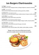 Menu La Cabine - Les burgers