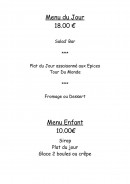 Carte et menu de Le Tour du Monde en Epices à La Balme les Grottes — Le menu du jour