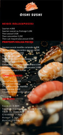 Carte et menu de Oishi Sushi à Les Abrets en Dauphiné — Les oishi sushis