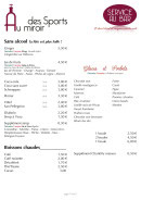 Carte et menu de Au miroir des sports à Saint Andre le Gaz — Les boissons chaudes, glaces, ...