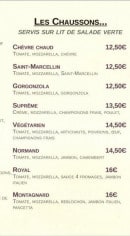 Menu Chez les filles - les chaussons: chèvres chaud, saint-marcelin, gorgonzola...