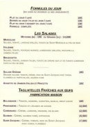 Menu Chez les filles - formules du jour, les salades, les tagliateles fraîches aux oeufs