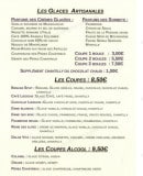 Menu Chez les filles - les glaces artisanales, les coupes