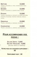 Menu Chez les filles - les pizzas à base de tomate: neptune, saumon, picante...suppléments