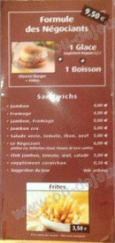 Carte et menu de Le cafe des negociants à Le Bourg d'Oisans — Les formules negociants