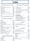Carte et menu de Hotel bar Aux Voyageurs à Saint Vincent de Mercuze — le bar