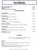 Carte et menu de Hotel bar Aux Voyageurs à Saint Vincent de Mercuze — Les glaces