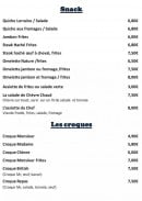 Carte et menu de Hotel bar Aux Voyageurs à Saint Vincent de Mercuze — Snack et croques