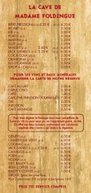 Carte et menu de La Fondue en Folie à L' Alpe d'Huez — Les vins