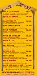 Carte et menu de La Fondue en Folie à L' Alpe d'Huez — Les fondues au fromage