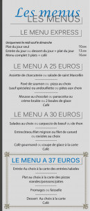 Carte et menu de La Riviera à Varces Allieres et Risset — Les menus
