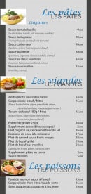 Carte et menu de La Riviera à Varces Allieres et Risset — Les pâtes, viandes et poissons