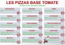 Menu Pizza Vroom - Pizzas base tomate