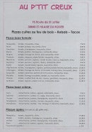Carte et menu de Au P'tit Creux à Saint Hilaire du Rosier — les pizzas
