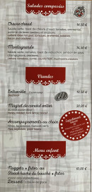 Carte et menu de L'Escale Gourmande - L’Ange’Lina à Les Deux Alpes — Les salades composées, viandes, ...