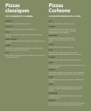 Menu Corleone - Les pizzas classiques et pizzas carleone
