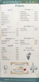 Menu Da Luca - Les boissons