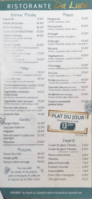 Menu Da Luca - Les plats à la carte