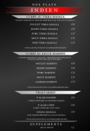 Menu Planet grill - Les  plats indien