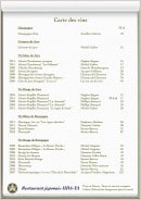 Menu Restaurant iida-Ya - La carte des vins