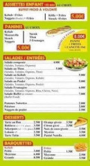 Menu Güney kebab - Les salades, entrées et paninis, ...