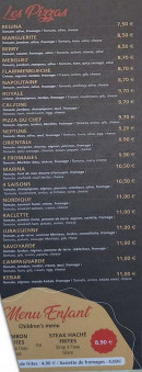 Carte et menu de Pizzeria des Cascades à Bonlieu — Les pizzas