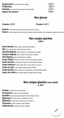 Carte et menu de Le coin d'amont à Saint Laurent en Grandvaux — Les glaces, coupes glacées, ...