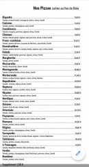 Carte et menu de Le coin d'amont à Saint Laurent en Grandvaux — Les pizzas