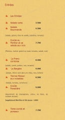 Carte et menu de La cigale et le fournil à Cousance — Les entrées