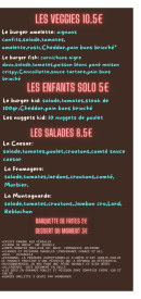 Menu La maison du Burger - Les veggies, enfant solo, ...