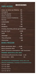 Menu La maison du Burger - Les boissons