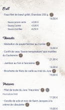 Carte et menu de Le Regardoir à Moirans en Montagne — les poissons, viandes,..