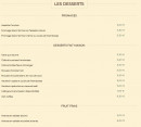 Menu Le Cap Horn - Les desserts