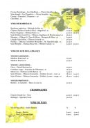 Menu Les Arcades - Les vins rouges (suite), les champagnes et les vins du pays 