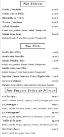 Menu L'Ubc - Les entrées, plats et burgers