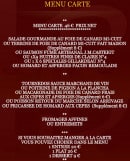 Menu Hôtel Richelieu - Le menu carte