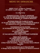 Menu Hôtel Richelieu - Le menu du dimanche