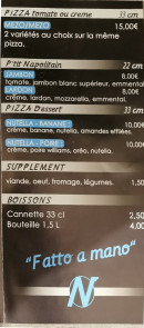 Menu Le Napolitain - Les pizzas tomate et crème