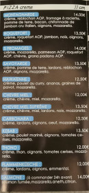 Menu Le Napolitain - Les pizzas crème