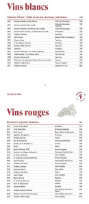 Menu Bonamour - Les vins blancs et rouges