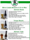 Carte et menu de Brasserie Naturelle des Landes à Lit et Mixe — Sherlock blonde, frisson blanche et Sherlock triple