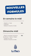 Menu Le Pims - Les formules
