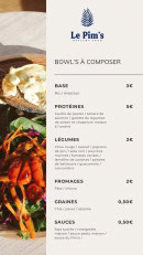 Menu Le Pims - Bowl&#039;s à composer