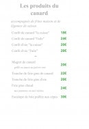 Carte et menu de Aux tauzins à Montfort en Chalosse — les produits du canard