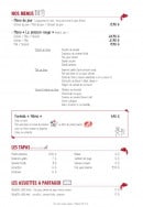Carte et menu de Le Poisson Rouge à Vieux Boucau les Bains — menus, tapas, assiettes