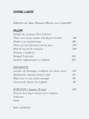 Carte et menu de La Cagette à Moliets et Maa — La carte