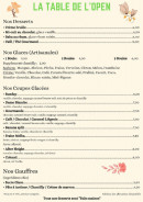 Menu La Table de L'Open - Les desserts, glaces, ...