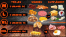 Menu Le Royal - Les viandes et suppléments