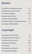 Menu Chez Lucette - Les entrées et à partager